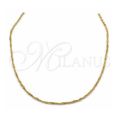 Stainless Steel Basic Necklace, Polished, Golden Finish, 04.116.0087.18 (01 MM Thickness, 18 Inches Length)