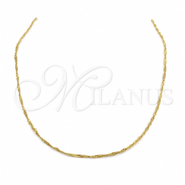 Stainless Steel Basic Necklace, Polished, Golden Finish, 04.116.0087.18 (01 MM Thickness, 18 Inches Length)