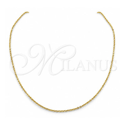 Stainless Steel Basic Necklace, Polished, Golden Finish, 04.116.0088.18 (01 MM Thickness, 18 Inches Length)