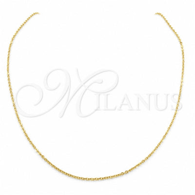 Stainless Steel Basic Necklace, Polished, Golden Finish, 04.116.0088.18 (01 MM Thickness, 18 Inches Length)
