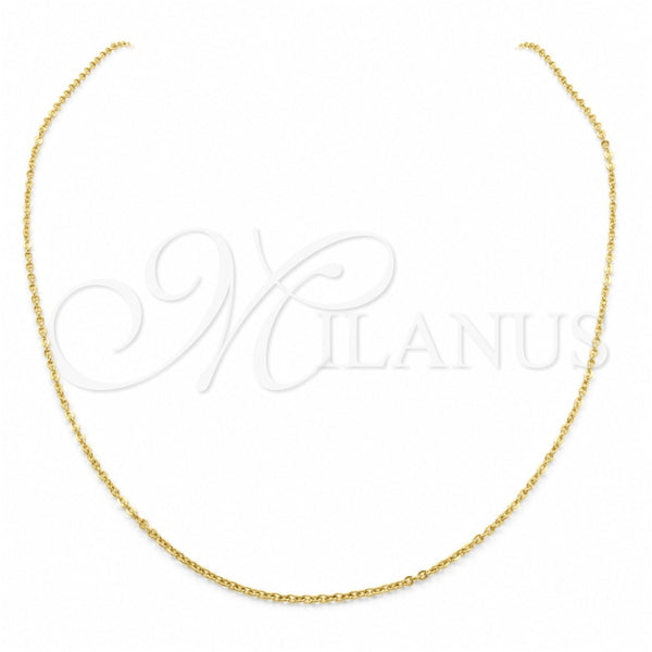 Stainless Steel Basic Necklace, Polished, Golden Finish, 04.116.0088.18 (01 MM Thickness, 18 Inches Length)