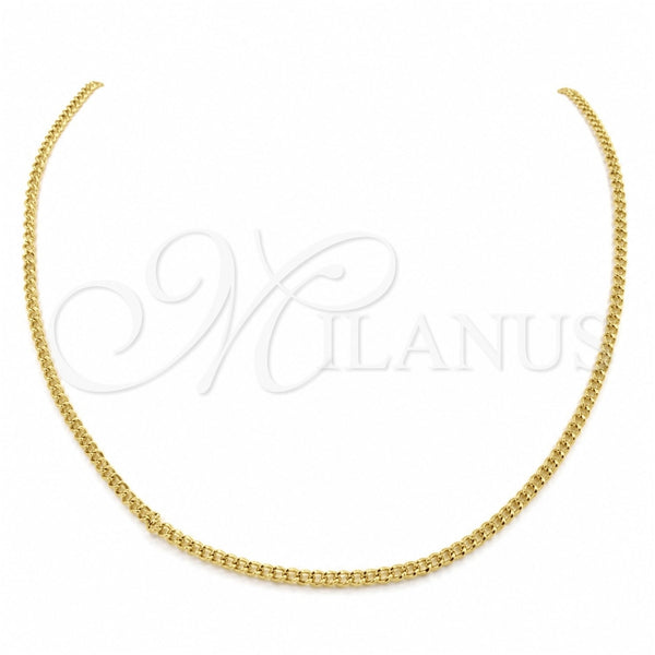 Stainless Steel Basic Necklace, Polished, Golden Finish, 04.116.0092.18 (01 MM Thickness, 18 Inches Length)
