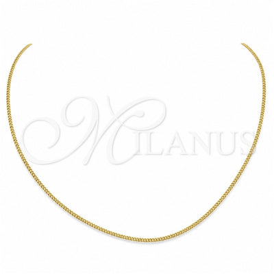 Stainless Steel Basic Necklace, Polished, Golden Finish, 04.116.0093.18 (01 MM Thickness, 18 Inches Length)