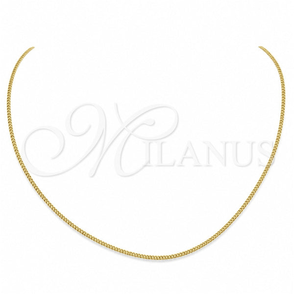 Stainless Steel Basic Necklace, Polished, Golden Finish, 04.116.0093.18 (01 MM Thickness, 18 Inches Length)