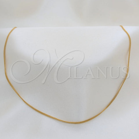 Stainless Steel Basic Necklace, Polished, Golden Finish, 04.116.0093.18 (01 MM Thickness, 18 Inches Length)