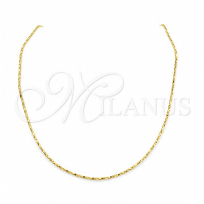 Stainless Steel Basic Necklace, Polished, Golden Finish, 04.116.0095.18 (01 MM Thickness, 18 Inches Length)