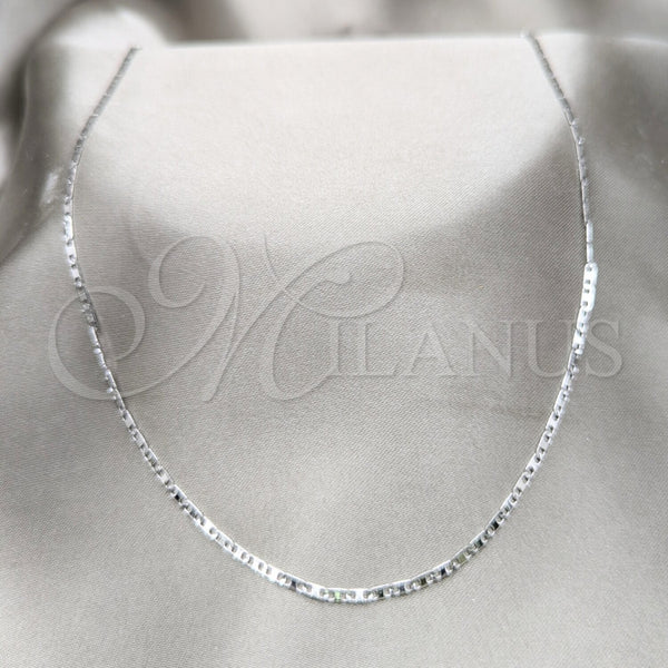 Stainless Steel Basic Necklace, Polished, Rhodium Finish, 04.116.0099.18 (01 MM Thickness, 18 Inches Length)