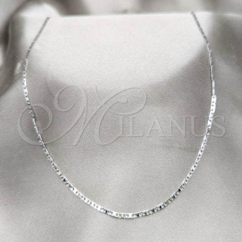 Stainless Steel Basic Necklace, Polished, Rhodium Finish, 04.116.0099.18 (01 MM Thickness, 18 Inches Length)