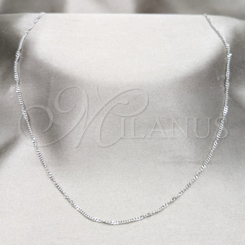 Stainless Steel Basic Necklace, Polished, Rhodium Finish, 04.116.0101.18 (01 MM Thickness, 18 Inches Length)