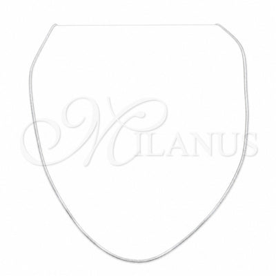 Stainless Steel Basic Necklace, Polished, Rhodium Finish, 04.116.0103.18 (01 MM Thickness, 18 Inches Length)