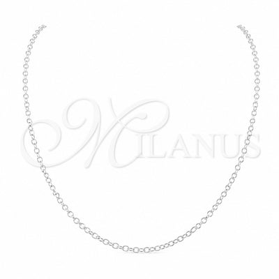 Stainless Steel Basic Necklace, Polished, Rhodium Finish, 04.116.0107.18 (01 MM Thickness, 18 Inches Length)