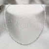 Stainless Steel Basic Necklace, Polished, Rhodium Finish, 04.116.0107.18 (01 MM Thickness, 18 Inches Length)