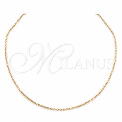Stainless Steel Basic Necklace, Polished, Rose Gold Finish, 04.116.0108.18 (01 MM Thickness, 18 Inches Length)