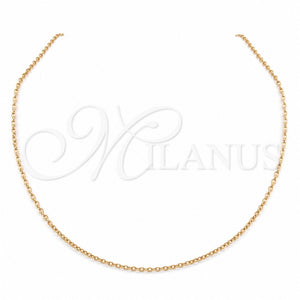 Stainless Steel Basic Necklace, Polished, Rose Gold Finish, 04.116.0108.18 (01 MM Thickness, 18 Inches Length)
