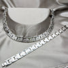 Stainless Steel Necklace and Bracelet, Polished, Rhodium Finish, 06.116.0100