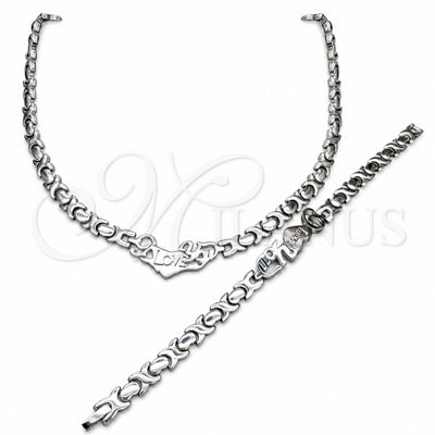 Stainless Steel Necklace and Bracelet, Love Design, Polished, Rhodium Finish, 06.116.0102 for wholesale, main product view