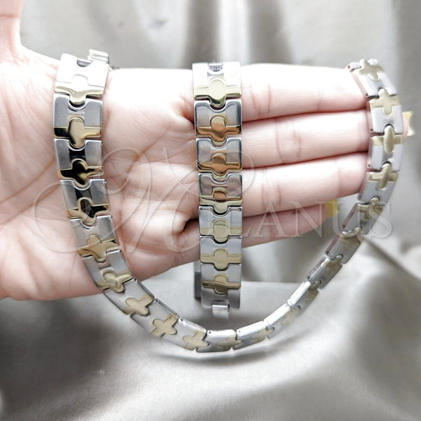 Stainless Steel Bracelet — Necklace and Bracelet Polished Two Tone 06. — alternate product view — SKU 163906 | Acero Inoxidable brazalete — Necklace and Bracelet pulido Two Tone 06. — SKU 163906
