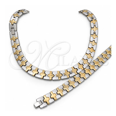 Stainless Steel Necklace and Bracelet, Polished, Two Tone, 06.116.0103