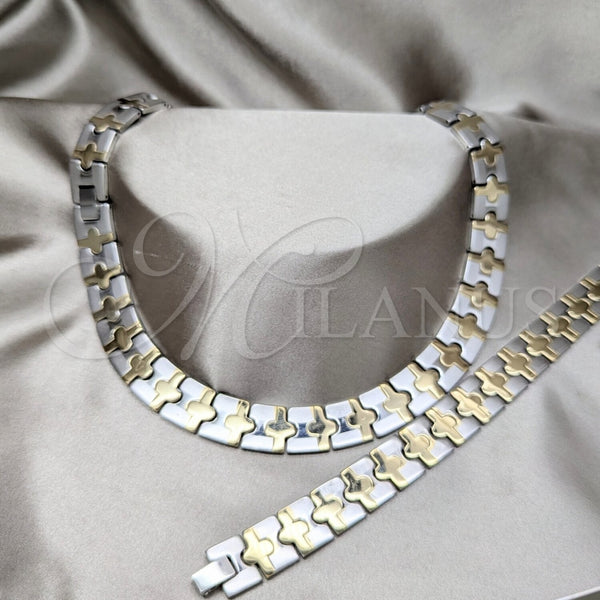 Stainless Steel Bracelet — Necklace and Bracelet Polished Two Tone 06. — main product view — SKU 163906 | Acero Inoxidable brazalete — Necklace and Bracelet pulido Two Tone 06. — SKU 163906