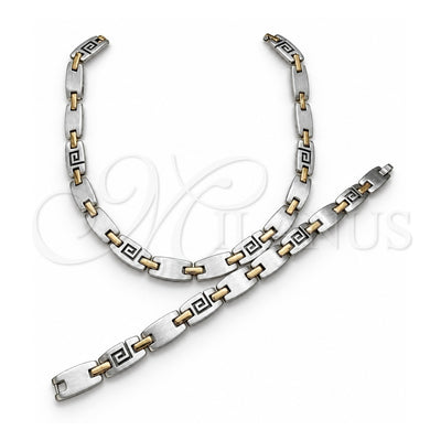 Stainless Steel Necklace and Bracelet, Polished, Two Tone, 06.116.0104