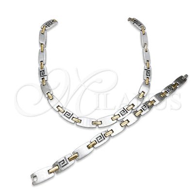 Stainless Steel Necklace and Bracelet, Polished, Two Tone, 06.116.0104 for wholesale, main product view