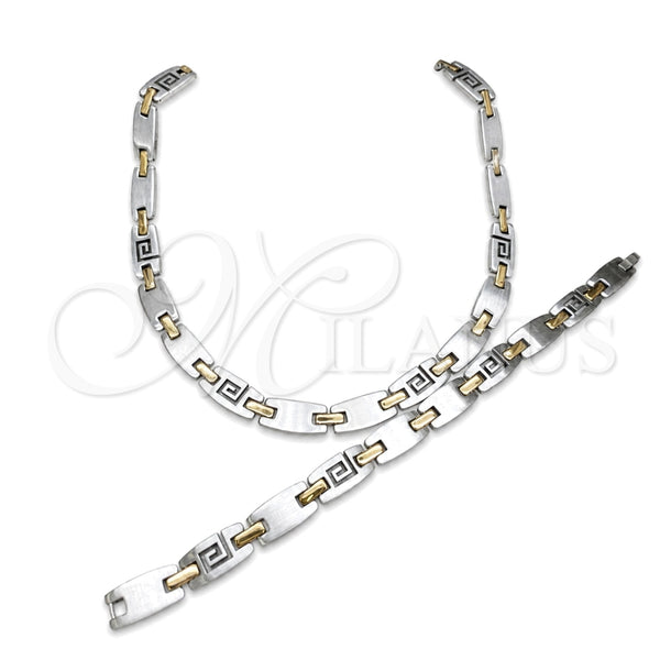 Stainless Steel Necklace and Bracelet, Polished, Two Tone, 06.116.0104