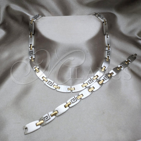 Stainless Steel Necklace and Bracelet, Polished, Two Tone, 06.116.0104