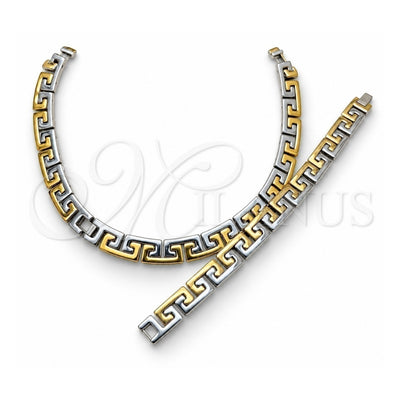 Stainless Steel Necklace and Bracelet, Polished, Two Tone, 06.116.0105