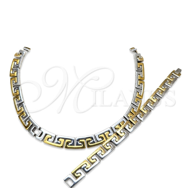 Stainless Steel Necklace and Bracelet, Polished, Two Tone, 06.116.0105
