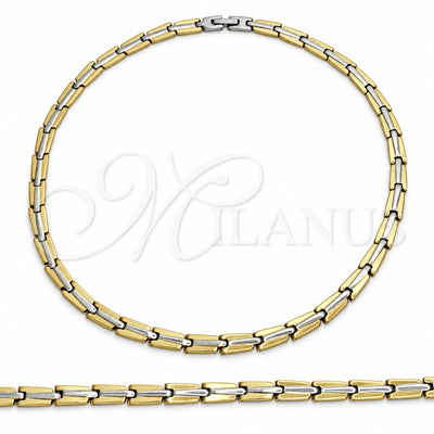 Stainless Steel Necklace and Bracelet, Polished, Two Tone, 06.116.0106 for wholesale, main product view