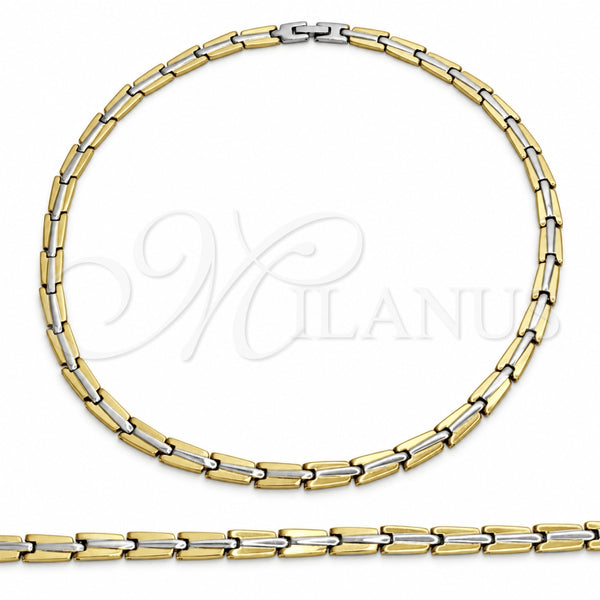 Stainless Steel Necklace and Bracelet, Polished, Two Tone, 06.116.0106