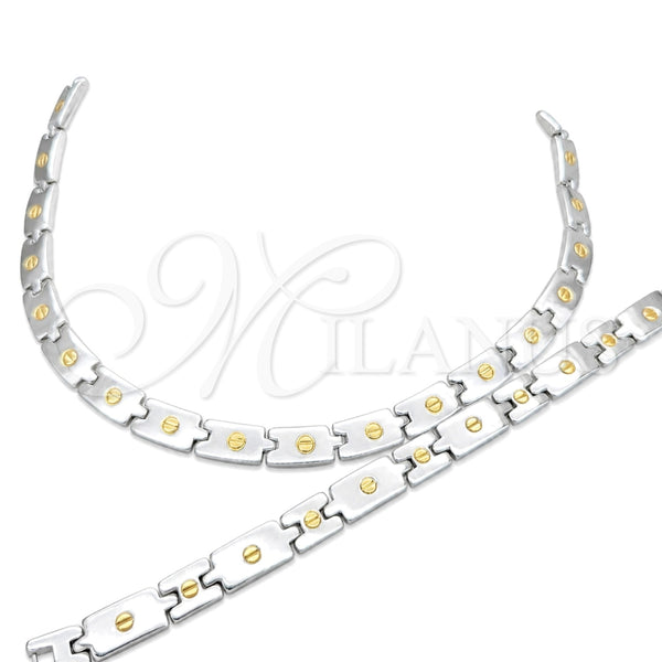 Stainless Steel Necklace and Bracelet, Polished, Two Tone, 06.116.0109