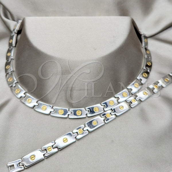 Stainless Steel Bracelet — Necklace and Bracelet Polished Two Tone 06. — main product view — SKU 163912 | Acero Inoxidable brazalete — Necklace and Bracelet pulido Two Tone 06. — SKU 163912