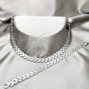 Stainless Steel Necklace and Bracelet, Polished, Rhodium Finish, 06.116.0110