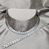 Stainless Steel Necklace and Bracelet, Polished, Rhodium Finish, 06.116.0110