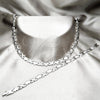 Stainless Steel Necklace and Bracelet, Polished, Rhodium Finish, 06.116.0114