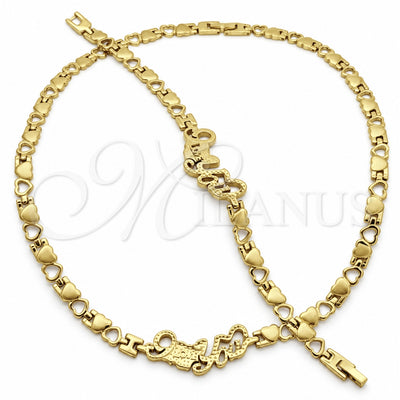 Stainless Steel Necklace and Bracelet, Polished, Golden Finish, 06.116.0115 for wholesale, main product view