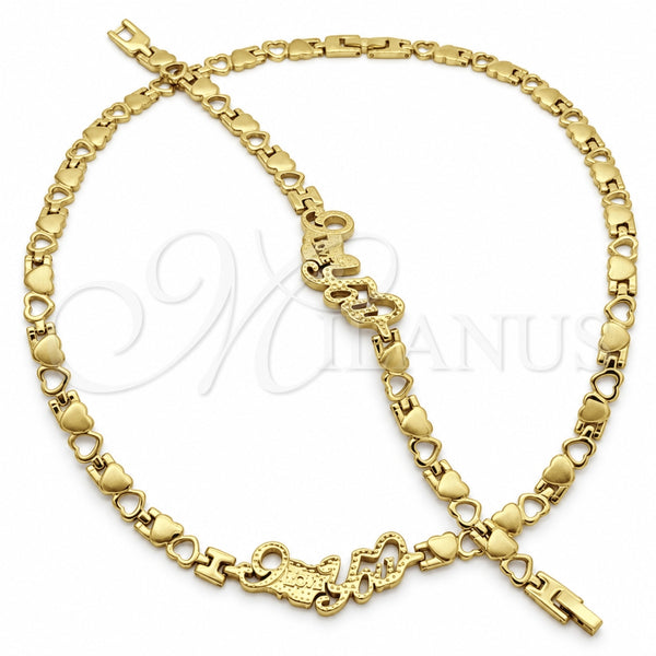 Stainless Steel Necklace and Bracelet, Polished, Golden Finish, 06.116.0115