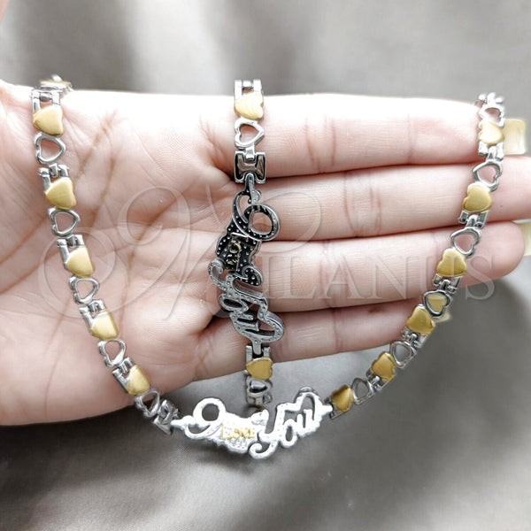 Stainless Steel Bracelet — Necklace and Bracelet Polished Two Tone 06. — alternate product view — SKU 163927 | Acero Inoxidable brazalete — Necklace and Bracelet pulido Two Tone 06. — SKU 163927