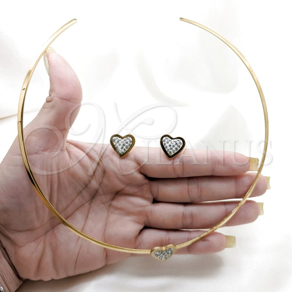 Stainless Steel Ring — Necklace and Earring Heart Design with White Crystal — alternate product view — SKU 163930 | Acero Inoxidable anillo — Necklace and Earring corazón diseño with cristal blanco — SKU 163930