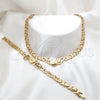 Stainless Steel Necklace and Bracelet, Love Design, Polished, Golden Finish, 06.116.0131