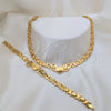 Stainless Steel Necklace and Bracelet, Love Design, Polished, Golden Finish, 06.116.0131