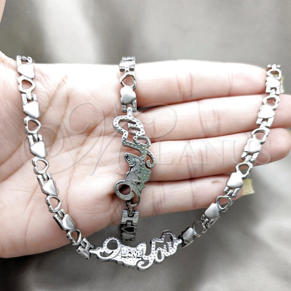Stainless Steel Bracelet — Necklace and Bracelet Heart Design Polished 06. — alternate product view — SKU 163933 | Acero Inoxidable brazalete — Necklace and Bracelet corazón diseño pulido 06. — SKU 163933