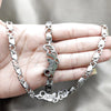 Stainless Steel Necklace and Bracelet, Heart Design, Polished, Rhodium Finish, 06.116.0133