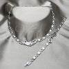 Stainless Steel Necklace and Bracelet, Heart Design, Polished, Rhodium Finish, 06.116.0133