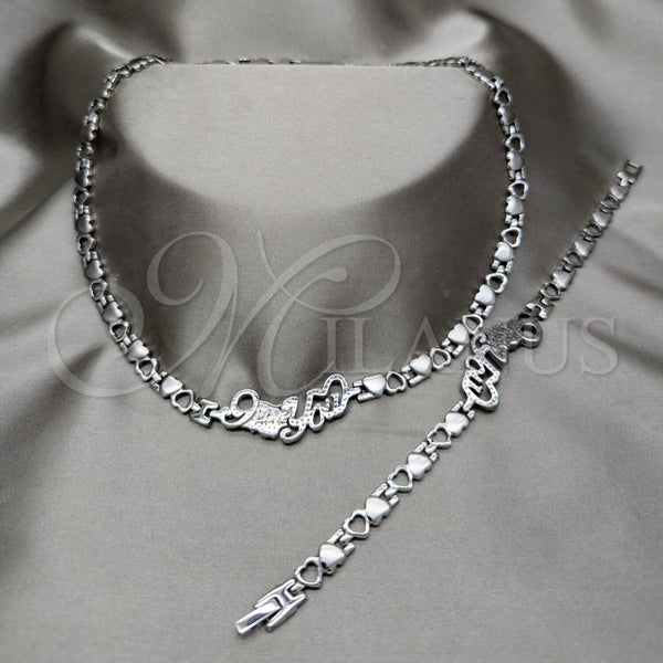 Stainless Steel Bracelet — Necklace and Bracelet Heart Design Polished 06. — main product view — SKU 163933 | Acero Inoxidable brazalete — Necklace and Bracelet corazón diseño pulido 06. — SKU 163933