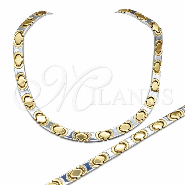Stainless Steel Necklace and Bracelet, Polished, Two Tone, 06.116.0134
