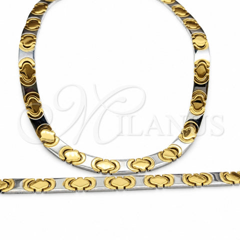 Stainless Steel Necklace and Bracelet, Polished, Two Tone, 06.116.0134