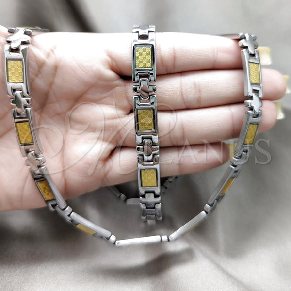 Stainless Steel Bracelet — Necklace and Bracelet Polished Two Tone 06. — alternate product view — SKU 163935 | Acero Inoxidable brazalete — Necklace and Bracelet pulido Two Tone 06. — SKU 163935