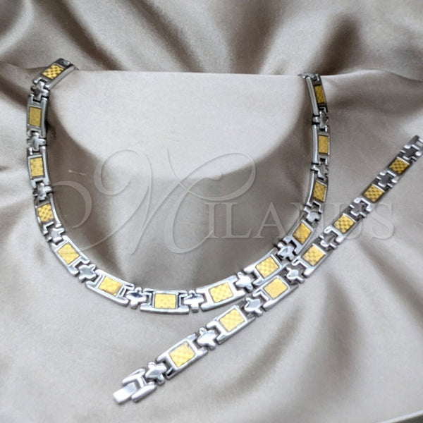 Stainless Steel Bracelet — Necklace and Bracelet Polished Two Tone 06. — main product view — SKU 163935 | Acero Inoxidable brazalete — Necklace and Bracelet pulido Two Tone 06. — SKU 163935
